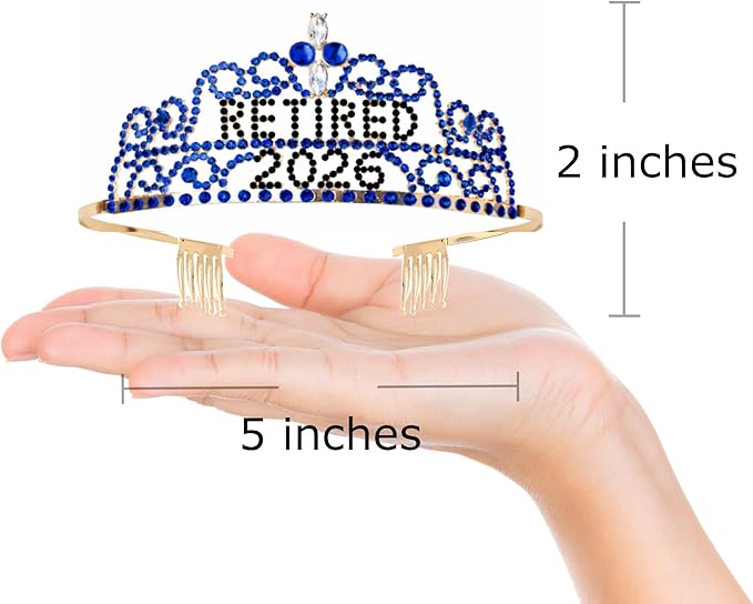 2026 Retirement Tiara & Sash - Officially Retired Sash & Crown for Parties, Events, Gifts, Favors, and Decorations (2026 Blue)