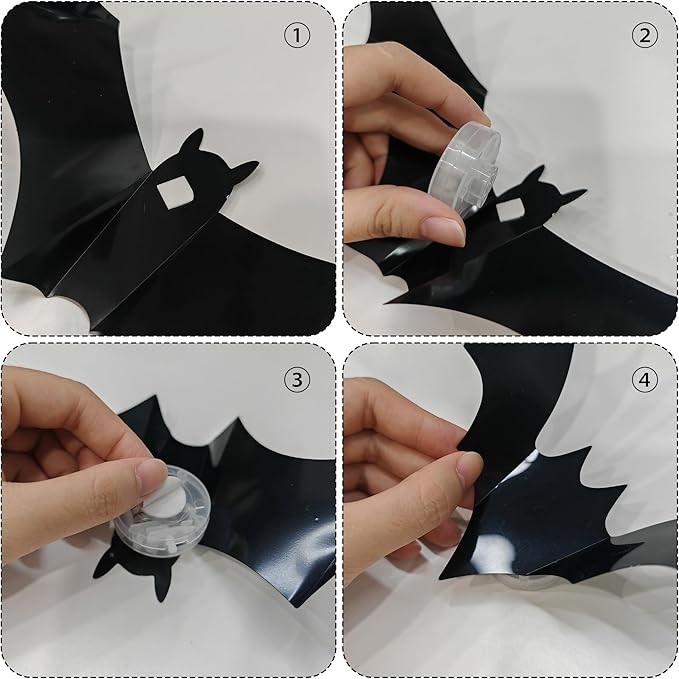 TW SHINE 36 Pcs Halloween Bats Wall Decor, Removable Lighted 3D Bats Wall Stickers Assorted Size, PVC Halloween Decorations for Indoor Outdoor Home Window Party Supplies