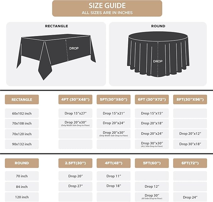 Fitable 10 Pack Rectangle Tablecloths: Stain Resistant Wrinkle Free Circle Table Clothes, Washable Reusable Polyester Table Covers for Wedding Party Birthday Banquet Reception(Ivory, 70x120 Inch)