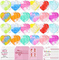 24 Packs Valentine's Day Cards with Pop Fidget Keychain Toys, Stress Anxiety Relief Fidget Toys with Cards for Kids Valentine Classroom Exchange Prizes, Valentine's Day Party Favors(24Pcs)