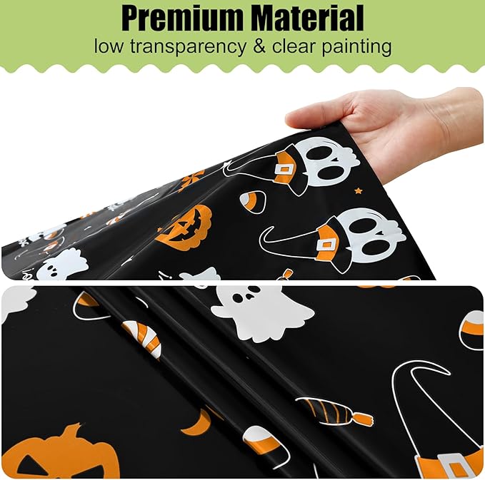 Smiry Disposable Table Cloth - 6 Pack, 54 x 108 Inch Waterproof Rectangle Tablecloths for Parties, Decorative Plastic Table Cover, Leakproof & Sturdy, Black & Silver