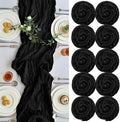 IVAPUPU 10 Pcs Cheesecloth Table Runner - 10ft Black Easter Spring Boho Gauze Black Cheese Cloth Table Runners for Baby Shower Decoration Wedding Party Garden Farmhouse Decor