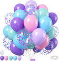 Mermaid Balloons,Sea Balloons 50Pcs 12 Inchs Baby Pink Purple Blue Confetti for Girl Mermaid Birthday Ocean Theme Party Baby Shower Wedding Engagement Decorations