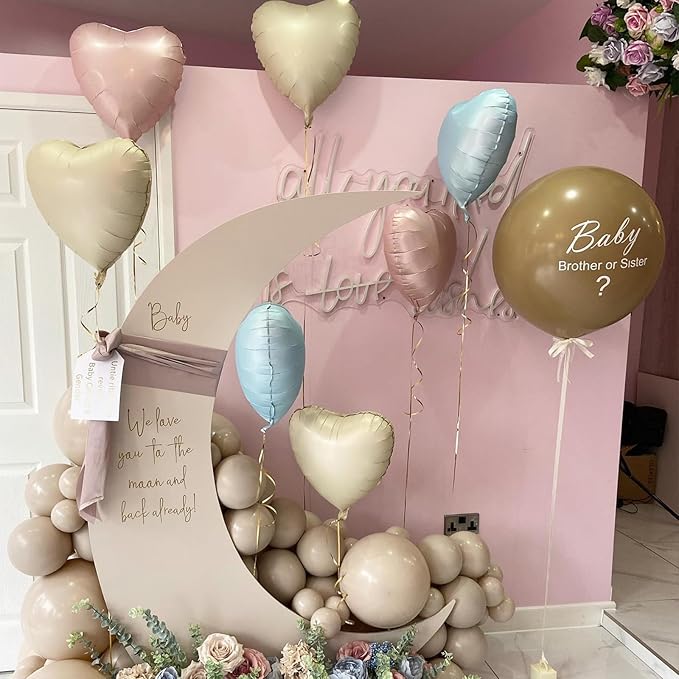 Pink White Heart Balloons,10Pcs Cream Baby Pink Foil Heart Shaped Balloons,18Inch Sand White Helium Balloon for Valentines,Engagement,Birthday,Baby Shower,Wedding Party Decorations