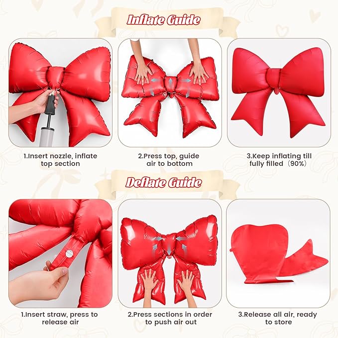 16Pcs Red and Gold Heart Balloons, 38 Inch Bow Balloons, Red Champagne Gold Clear Balloon with Bow Ribbons for Anniversary Birthday Wedding Bridal Baby Shower Valentines Day Decorations
