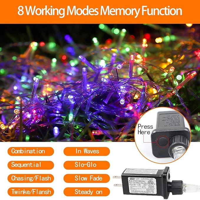 FUNIAO (New Christmas Lights, Outdoor Christmas Decorations, 320 LED Waterfall String Lights, 8 Light Modes Chrsitmas Lights with 12" Star Tree Topper for Yard, Wedding, Party, New Year (Multicolor)