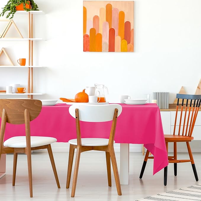 Kopokita 6PCS Hot Pink Plastic Tablecloths 54 x 108 Inch, Disposable Table Cloths Rectangle Party Table Covers