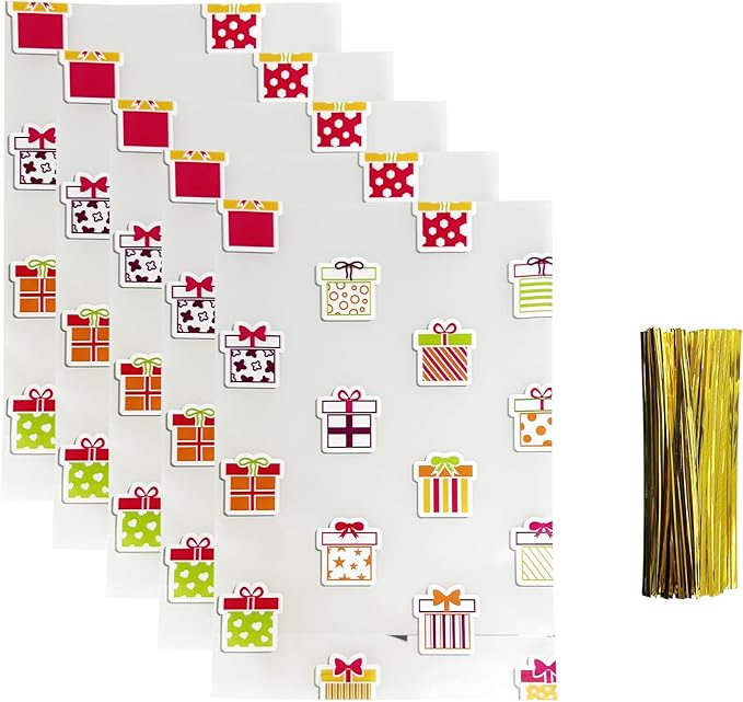 FERENLI 50 Pack Matte Cellophane Treat Bags with Twist Ties Plastic Goodie Bags for Gift Wrapping Birthday Party Favor Candy Cookie Food Storage Packaging (7.9x11 inch (20x28 cm))
