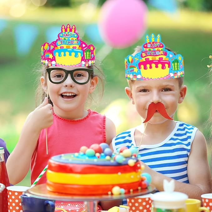 36 Pack Birthday Crowns for Kids Colorful Paper Party Hats Birthday Crown Set for Teachers Students Classroom