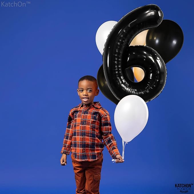 KatchOn, Giant Black Number 6 Balloon - 40 Inch | 6th Birthday Balloon for 6th Birthday Decorations | 6 balloons for Birthday | Six Number | 6 Year Old balloon for 6 Year Decorations