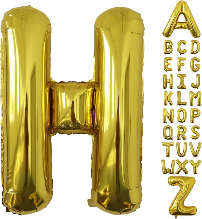 Letter Balloons Gold Party Balloon - 40 Inch Large Gold Letter H Balloon, Letter Balloon Birthday Decorations, Balloon for Women Men Anniversary Party Decorations Supplies