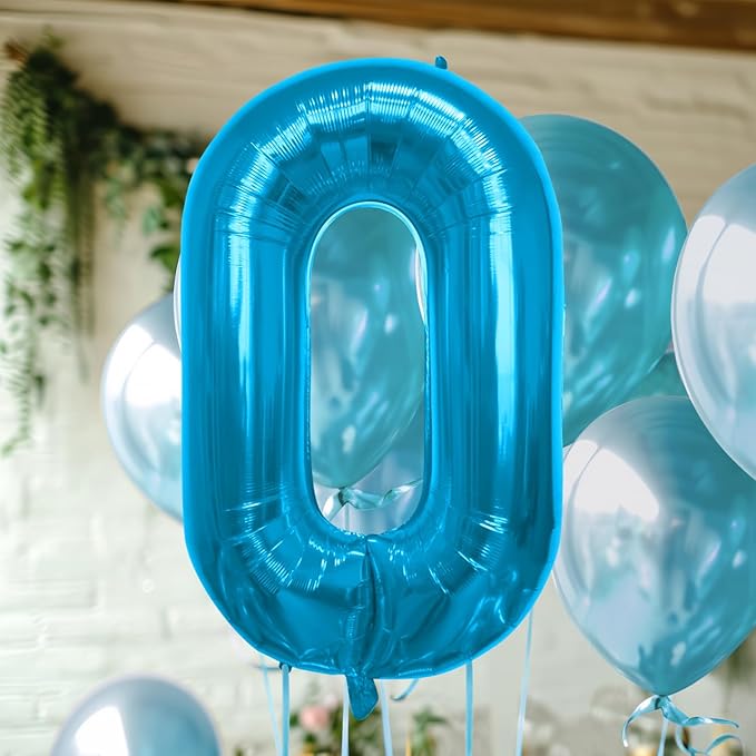 40 Inch Large Blue Number Celebration and Decoration Balloon for Birthday Parties, Graduations, Anniversaries, Weddings, Photo Shoots, Special Events - Helium Foil Mylar (Blue Number 0)