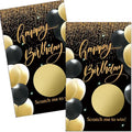 Haizct 50 Pack Happy Birthday Theme Scratch Off Card, Black Gold Balloon Scratch Card for 18th 40th 50th Birthday Tickets, Happy 50th 60th Party Supplies, Raffle Ticket Lottery Game for Group Activity