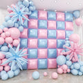 36pcs Pink and Blue Square Foil Balloons Wall Backdrop with 147pcs Balloon Garland Arch Kit, Double Sided Balloons for Princess Birthday Boy or Girl Gender Reveal Baby Shower Party Decorations