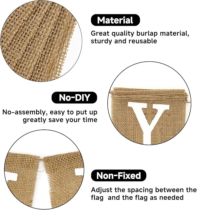Anwyll Happy Birthday Banner - NO DIY Burlap Happy Birthday Banner Sign Happy Birthdays Party Decoration Happy Birthdays Banners Bunting for Women Men Girl Boy Celebration Party Backdrops (Brown)