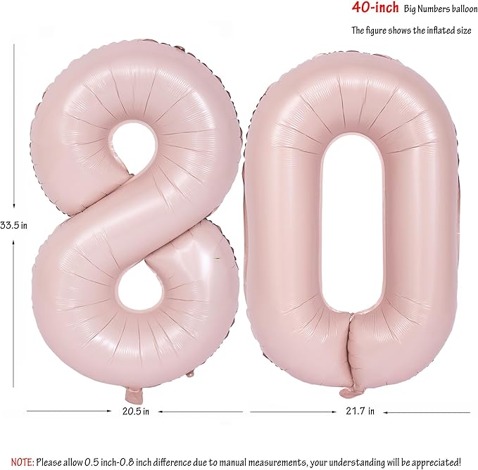 40 In Matte Pink Number Balloons Helium Foil Mylar Balloon Birthday Party banquet Decoration Digital 80