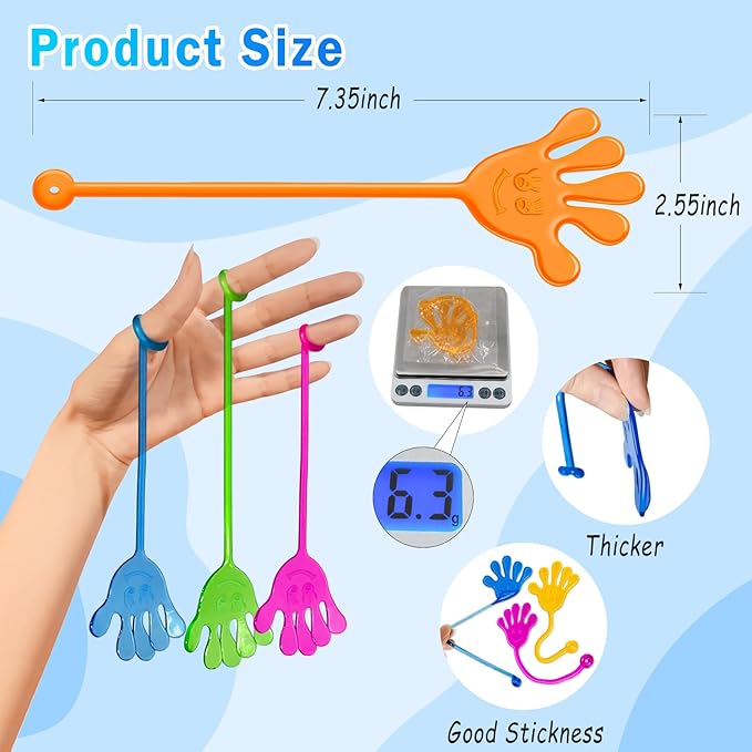 Sticky Hands Bulk 48 PCS Easter Basket Stuffers Egg Fillers Party Favors for Kids 4-8 8-12 Stretchy Sticky Hand Toy Kid Goodie Bag Stuffers Small Classroom Prizes Student Gifts Birthday Party Supplies