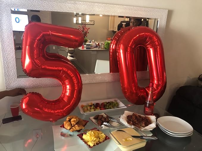 40 Inch Red Number Balloon 0, Large Number Foil Mylar Balloons for Birthday Party Celebration Decorations Supplies, Digital Balloons for Wedding Anniversary Events Decorations