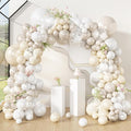 Amandir 173 Pcs Pearl White Balloon Arch Garland Kit, Double-Stuffed Pearl Ivory White Sand Clear Balloons for Wedding Bridal Shower Engagement Anniversary Birthday Party Decorations