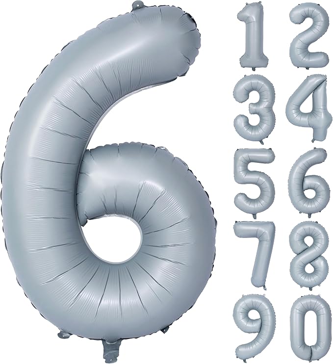 40 In Matte gray Number Balloons Helium Foil Mylar Balloon Birthday Party banquet Decoration 6