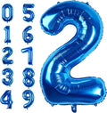Number Balloons 40 Inch Blue Number 2 Balloon Large Helium Foil Mylar Balloons For Birthdays Party Decorations/Wedding/Anniversary/Graduations/Baby Shower