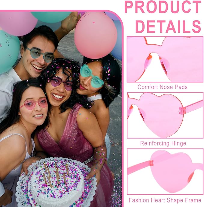 Heart Sunglasses 12/18/24 Pcs Heart Shaped Glasses for Women Cute Funny Party Glasses Party Favors Accessories
