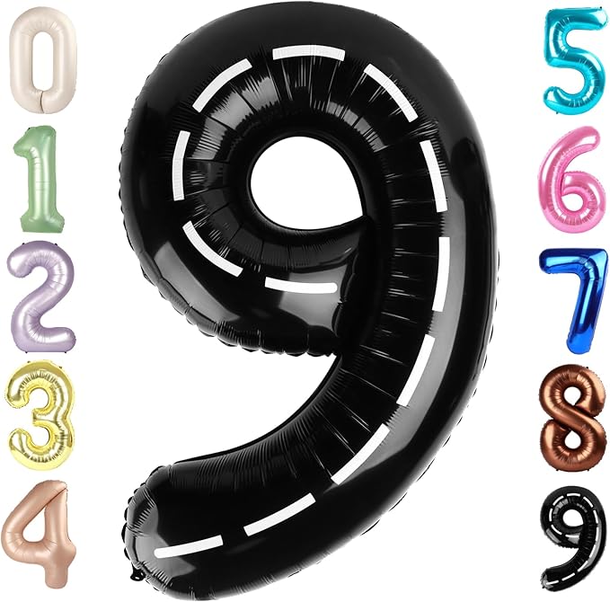 40 Inch Line Black Numbers 9 Balloon, Balloons Decorations for 9 19 90 Birthday Party, Engagement, Wedding, Graduations, Photo Shoot Supplies