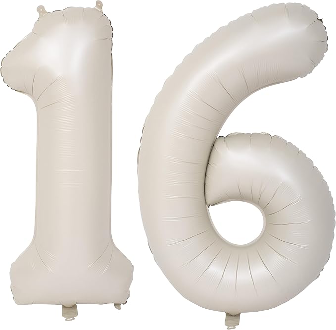 40 In Cream white Number Balloons Helium Foil Mylar Balloon Birthday Party banquet Decoration Digital 16