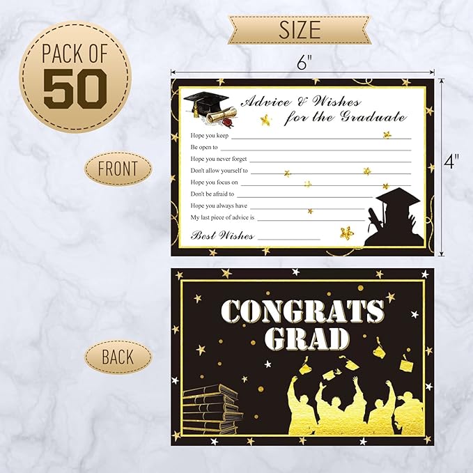 Fibevon Graduation Advice Cards - 50-Pack Graduate Party Supplies 2026 Advice for the Graduate Graduation Decorations Party Favors Table Games Personalized Graduations Cards