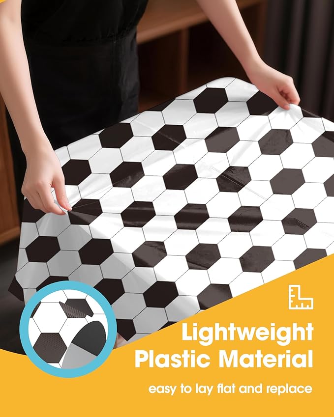Soccer Plastic Table Cloth - 4 Pack 54" × 108" Rectangle Disposable Tablecloths for 6FT Tables, Table Cover for Party, Holiday & Gathering Use