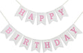 Happy Birthday Banner - Pre‑Strung Burlap Birthday Decorations and Reusable Birthday Sign for Men, Women & Kids | Party Supplies Backdrop (Pink)