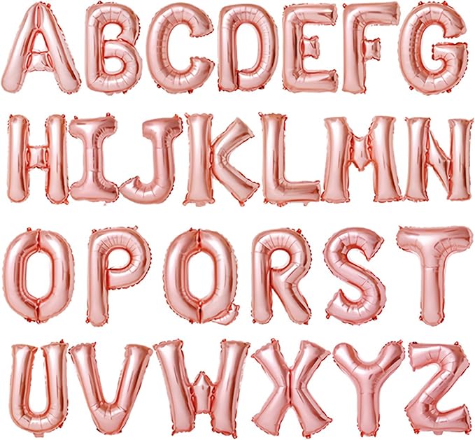 16 Inch Gold Letter Balloons Mylar Foil Alphabet Letter A-Z Balloons Set for Wedding Birthday Party Decoration Banner(26pcs Pack,) (Rose gold)