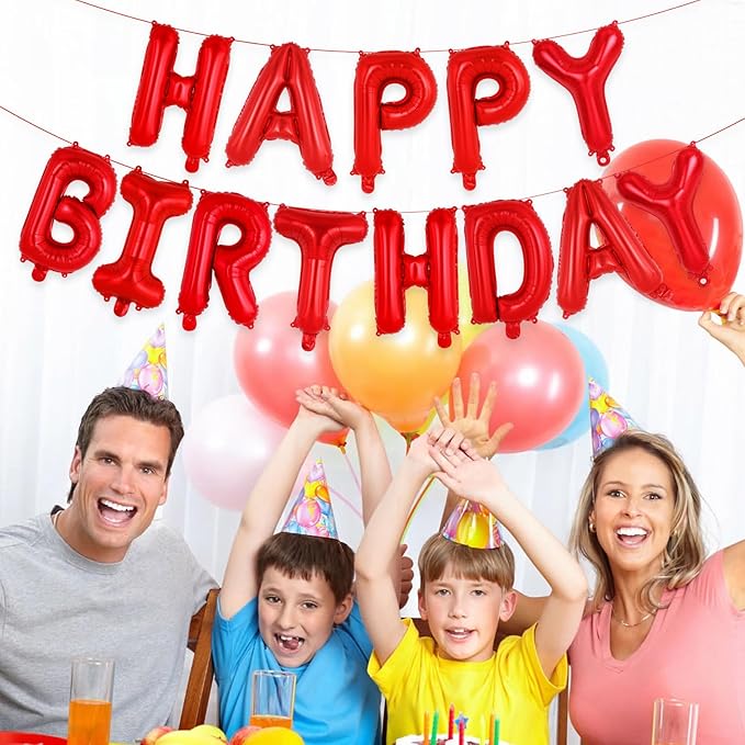 52 Pcs Red Letter Balloons,16 Inch Foil Alphabet Letter Balloons,Letter A-Z Balloon Banner Custom Phrase Balloon for Birthday Party Wedding Anniversary Decoration (Red 52pcs)