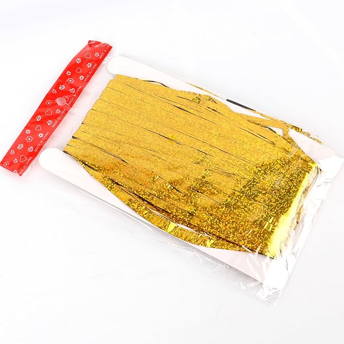 Gold Backdrops Curtains Christmas Party Decorations, Tinsel Streamers for Birthday Decorations, Photo Booth Props for Wedding, 1Pack 3.28X6.56Ft