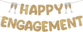 Breling Pre Strung Happy Engagement Banner Glitter Engagement Party Decorations for Congratulations Engaged Wedding Shower Signs Decor(Champagne Gold)