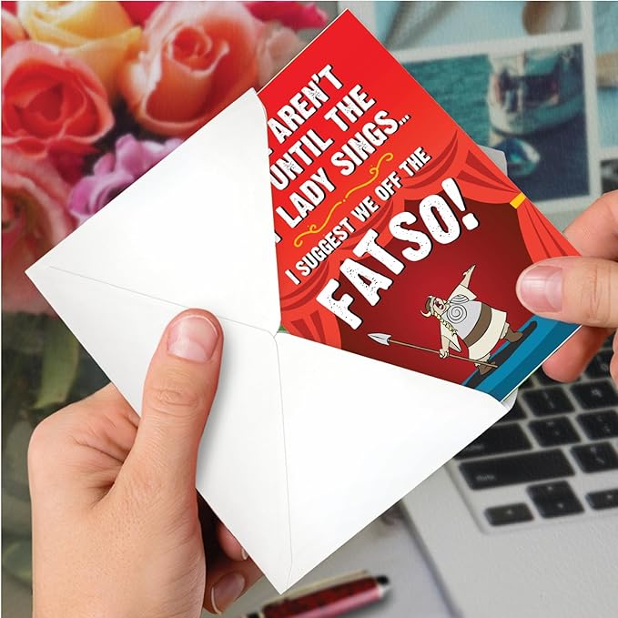 NobleWorks - 1 Funny Happy Birthday Notecard - Humor Greeting Card with Envelope - Fat Lady C3226BDG