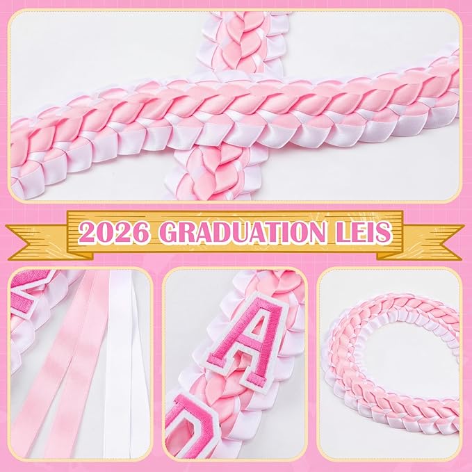 Hotop 2026 Graduation Leis Class of 2026 Grad Ribbon Money Lei Handmade Double Braided Necklace for Graduation Gifts Supplies