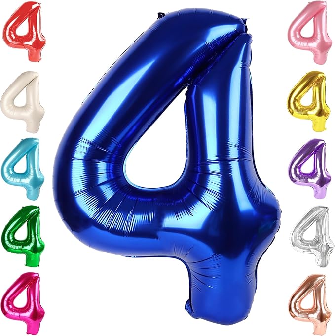 40 Inch Large Numbers Balloon, 4 Navy Blue Ballon for 4th 14 40 44 Birthday Party, Balloon 4 Number for Graduations Wedding Supplies