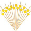 Minisland Yellow Love Heart Cocktail Picks, 4.7 Inch Long Bamboo Fancy Toothpicks for Appetizers, Decorative Mardi Gras Wedding Party Food Drinks Garnish Fruit Kabob Skewer Sticks 100 Counts -MSL441