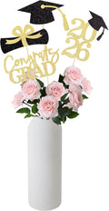 Graduation Decoration Class of 2026 Centerpieces for Table, 2026 Party Centerpieces Grad Cap Sticks Party Supplies, Graduation Party Decoration Toppeers (16 PCS, Gold & Black, Set of 4)