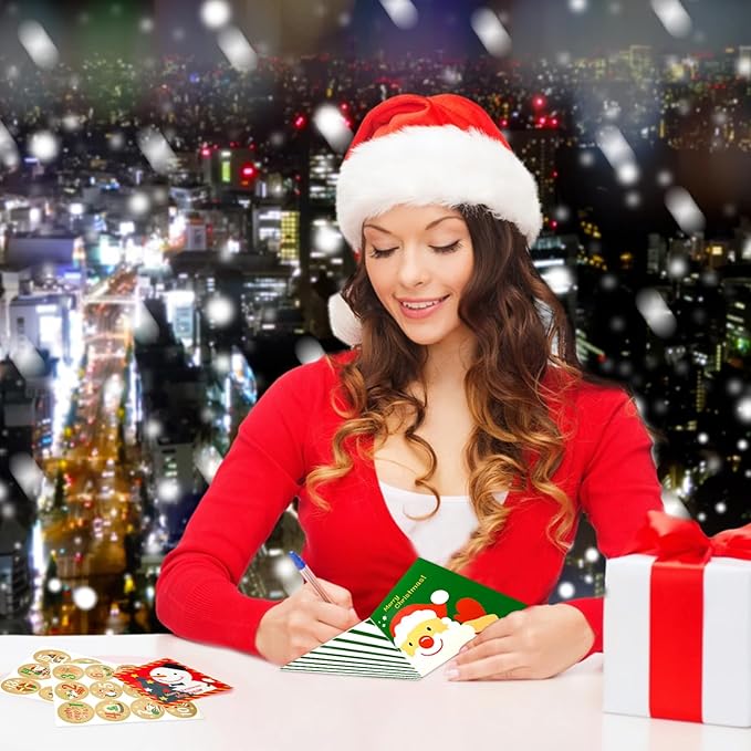 16 Christmas card categories, holiday cuteness multiple loose cards with envelopes and written blessing messages, can be given to friends, family, children, boys and girls (honglvse)