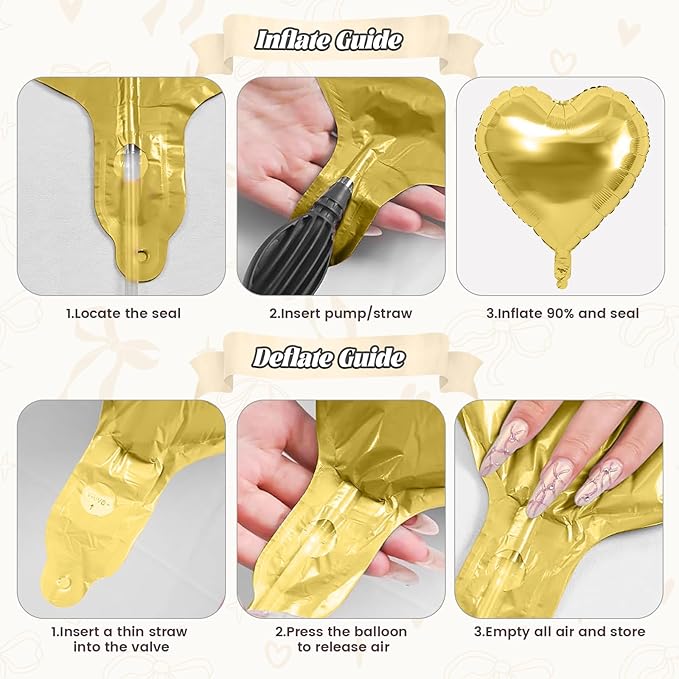Paready Black and Gold Heart Balloons, 38 Inch Bow Balloons, Metallic Gold Confetti Balloon and Bow Heart Shaped Foil Balloon for Prom Birthday Wedding Bridal Baby Shower Valentines Day Decorations