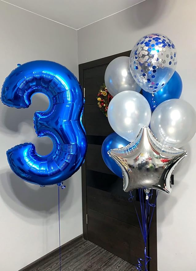 13 Number Balloons, Dark Blue Balloons for Man Woman 13th Birthday Decoration, Foil Number Ballon for 13, 31 Anniversary, Bridal Shower, Graduation, Halloween, Christmas, New Year