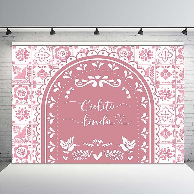 MEHOFOND 10x7ft Cielito Lindo Baby Shower Backdrop Pink Arch Cielito Lindo Baby Shower Party Decorations Banner for Girl Mexican Wedding Birthday Fiesta Party Decor Photography Background Supplies