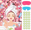 Hooqict Spa Party Games Pin The Cucumbers on The Girl Spa Birthday Party Supplies for Kids Girls Women, Large Sleepover Slumber Pin The Games Poster with 42 Cucumber Stickers