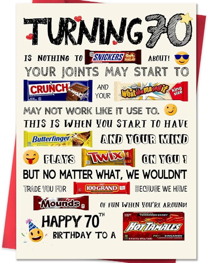70th Birthday Card Gifts for Women Men, Happy 70th Birthday Card, Unique 70th Birthday Decorations for Dad Mom, Cool Gifts for 70 Year Old Woman Man