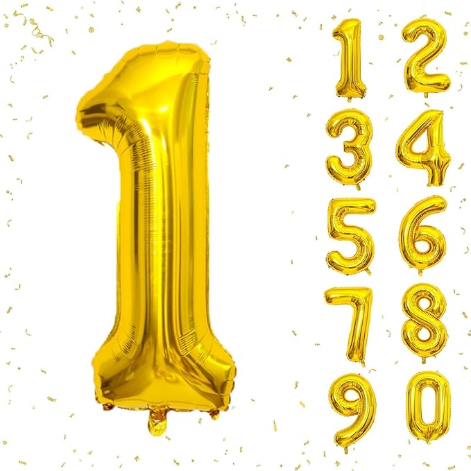 Balloons Gold Number Balloons Birthday Bridal Anniversary Celebration Decoration (32 inch"") (1)