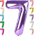 40 Inch Number 7 Balloon, Purple Seven Birthday Decor, 7 17 27 70 Year Old Balloon Number for Engagement, Wedding, Graduations