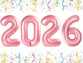 40 Inch Number Balloons, Happy New Year 2026, Pearl Pink New Years Decorations, 2026 Balloon for Graduation Happy New Year and 2 6 20 26 Birthday Parties