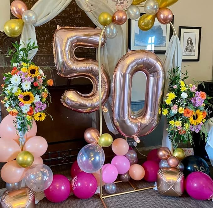 40 Inch Rose Gold Number Balloon 0, Large Number Foil Mylar Balloons for Birthday Party Celebration Decorations Supplies, Digital Balloons for Wedding Anniversary Events Decorations